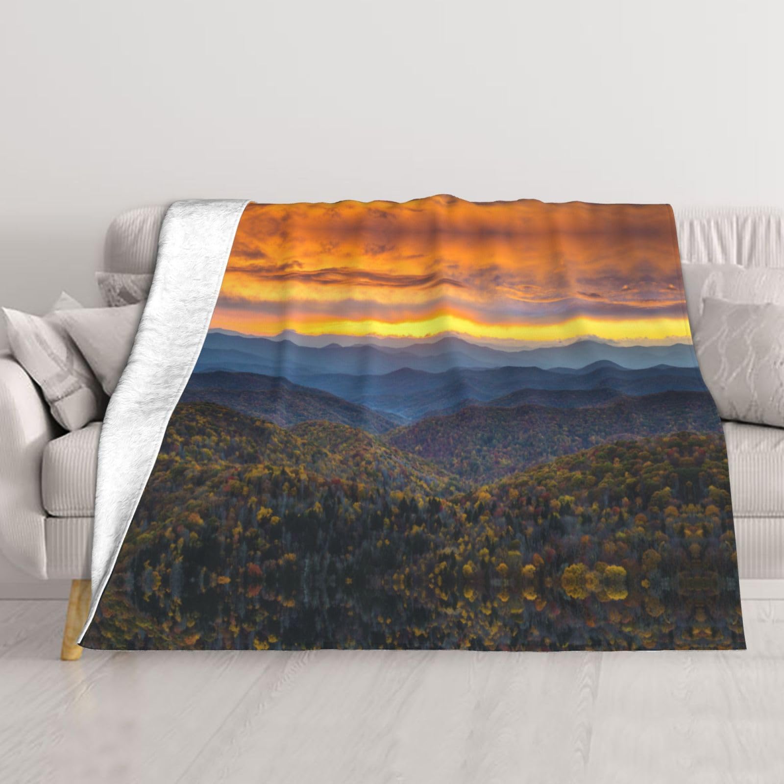 Couverture Blue Ridge Parkway Mountains plaid lit canapé chaud super doux