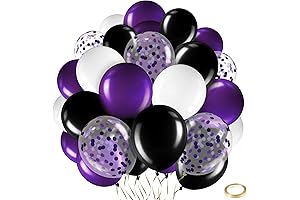 Black Purple and White 60Pcs Birthday Balloon Decorations