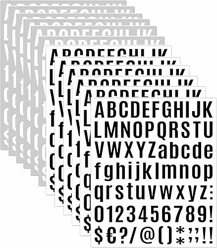 Miniatura 7 de 1224 calcomanías de letras, 12 hojas de calcomanías del alfabeto de 0.8-1.6 pulgadas, calcomanías de vinilo autoadhesivas de números y alfabeto