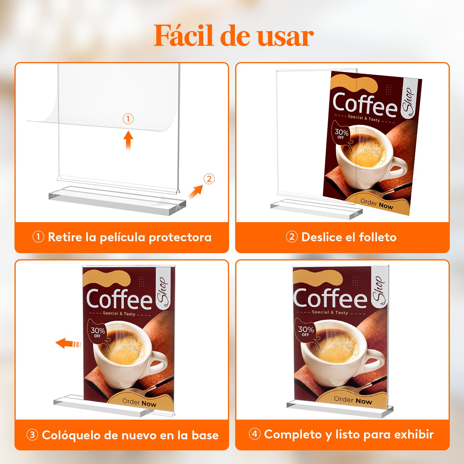Lifewit 6 Pack A4 Soporte Acrílico para Carteles, Soporte Vertical Transparente de Doble Cara, Marco de Fotos de Plástico, Pantalla de Papel para Recepción, Oficina, Restaurante, Hotel, 30 x 21 cm
