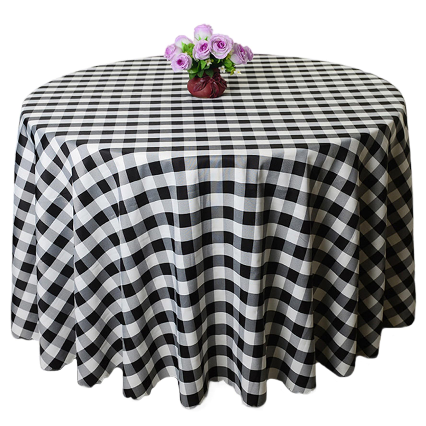 Nappe ronde en coton et lin supérieure à carreaux 71 pouces pour table de réception
