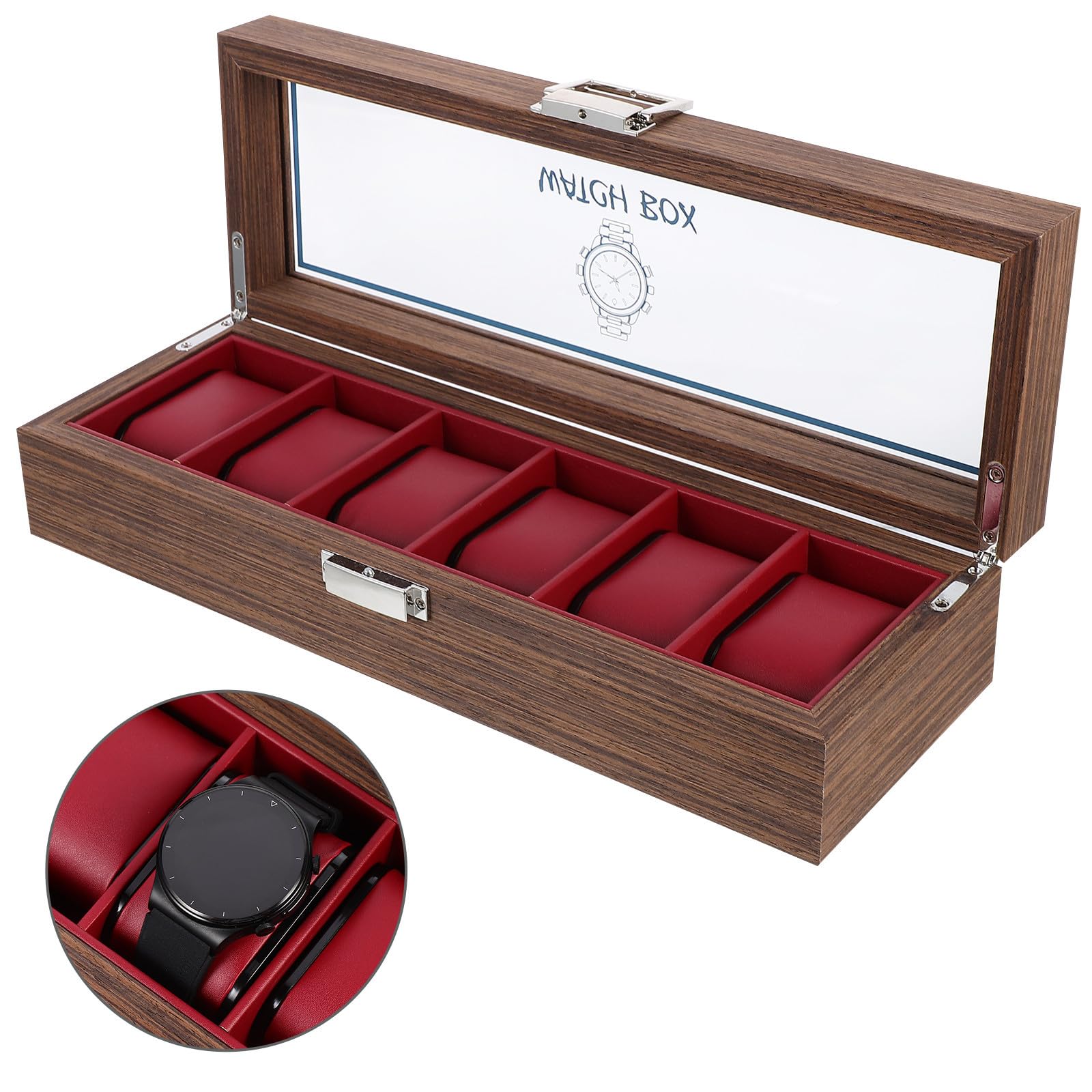 NOLITOY Caja Organizadora para Proteger Relojes de Madera 6 Ranuras para Relojes Diseño Vintage y Elegante en Día de San Valentín o Año