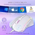 Redragon Souris de jeu, Souris blanche filaire avec RGB Rétroéclairé, 8000 DPI Réglable, PC Gaming Mice avec 9 Boutons de macro programmables & Bouton de feu, PC Souris de jeu pour Windows/Mac, Blanc