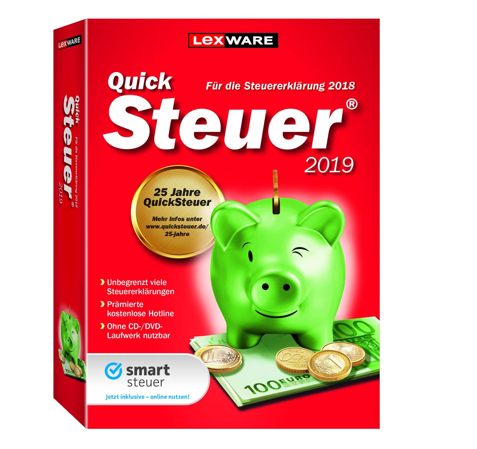 Lexware QuickSteuer 2019 für das Steuerjahr 2018|Minibox|Einfache und schnelle Steuererklärungs-Software für Arbeitnehmer, Familien, Vermieter, Studenten und Rentner
