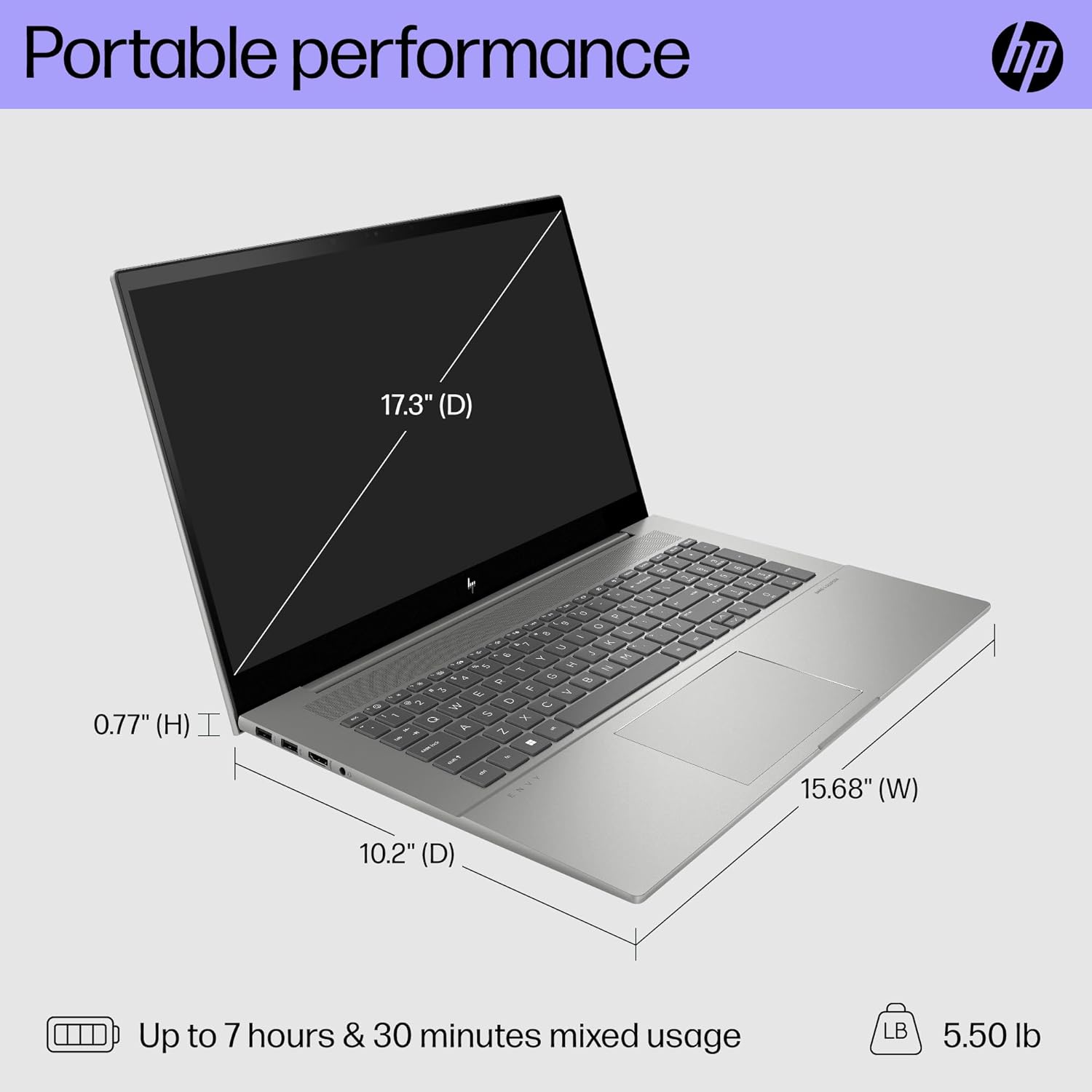 HP Envy 17-cr1010nr laptop dimensions