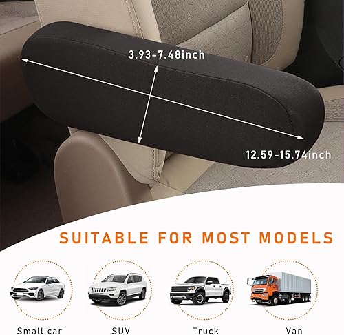 Miniatura 2 de 2 fundas para reposabrazos de asiento delantero de automóvil, protectores de reposabrazos de asiento de automóvil de tela elástica, repuesto