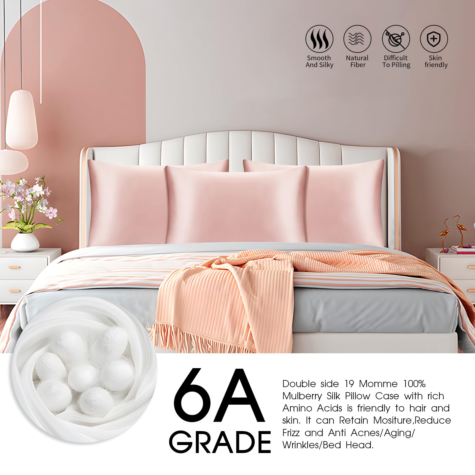 SILKTALE 100% 19MM Mulberry Silk Toddler/Travel Pillowcase, Small Silk Pillow Case for Kids/Baby with Hidden Zipper 1pc, Blush Pink,40x60 cm - Image 4