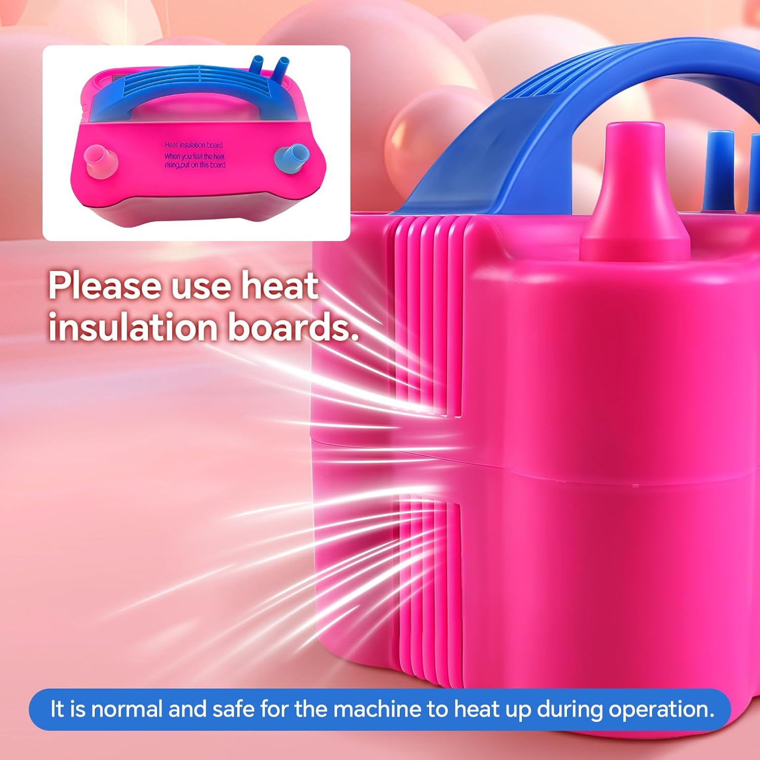 Electric Balloon Pump,110V 600W Portable Dual Nozzles Balloon Pump,Air Pump Balloon Blower for Party Decorations with Tying Tool
