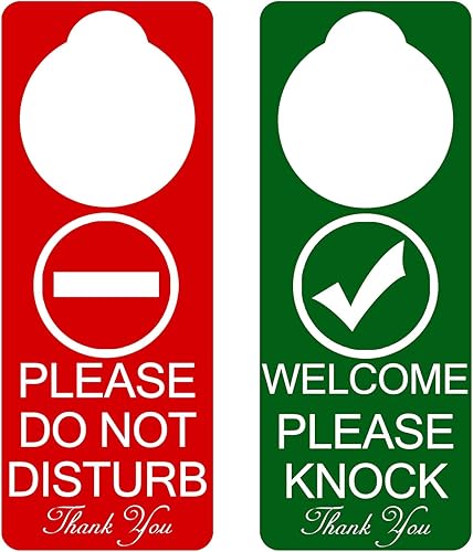Paquete de 2 letreros con diseño de flores para colgar en la puerta, con texto en inglés "Do Not Disturb on Front and Welcome Please Knock on Back",