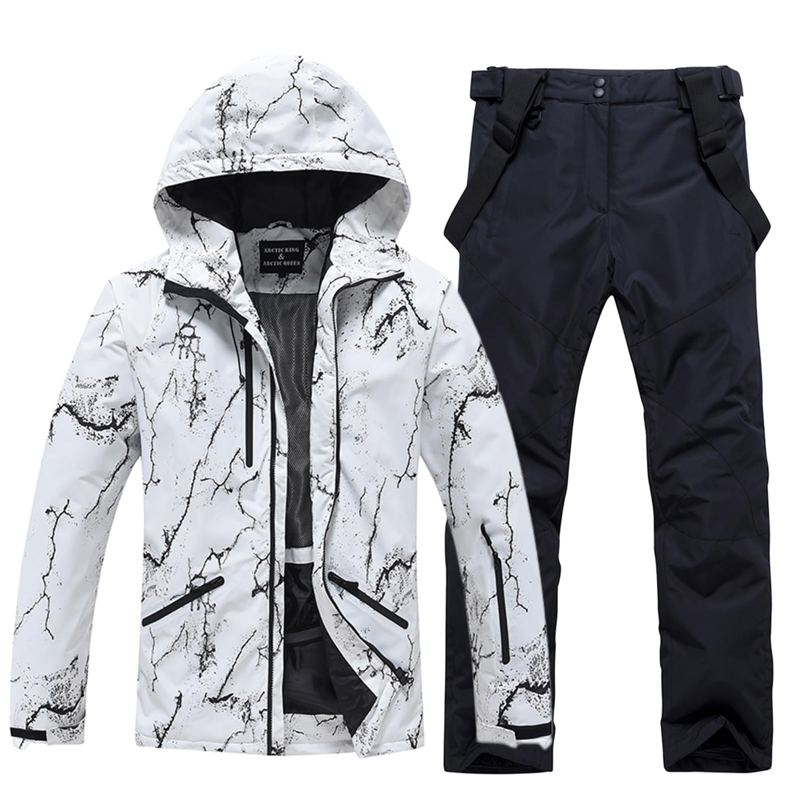 HOUZONIY Vestes de Ski et Pantalons de Ski Pour Hommes Vent Étanche Ensemble Ski Deux Pièces Ensemble De Pantalons De Vestes De Ski pour Les Sports d'hiver