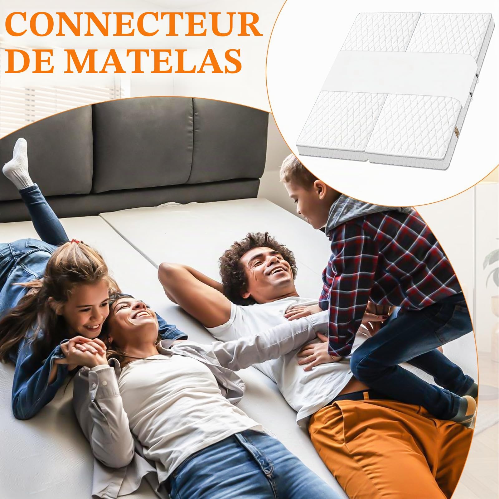 Pont d'amour pour matelas, 230 x 50 cm, pas de glissement, cale de matelas réglable avec boucle en métal, support de matelas contre les matelas pour les couples et les familles