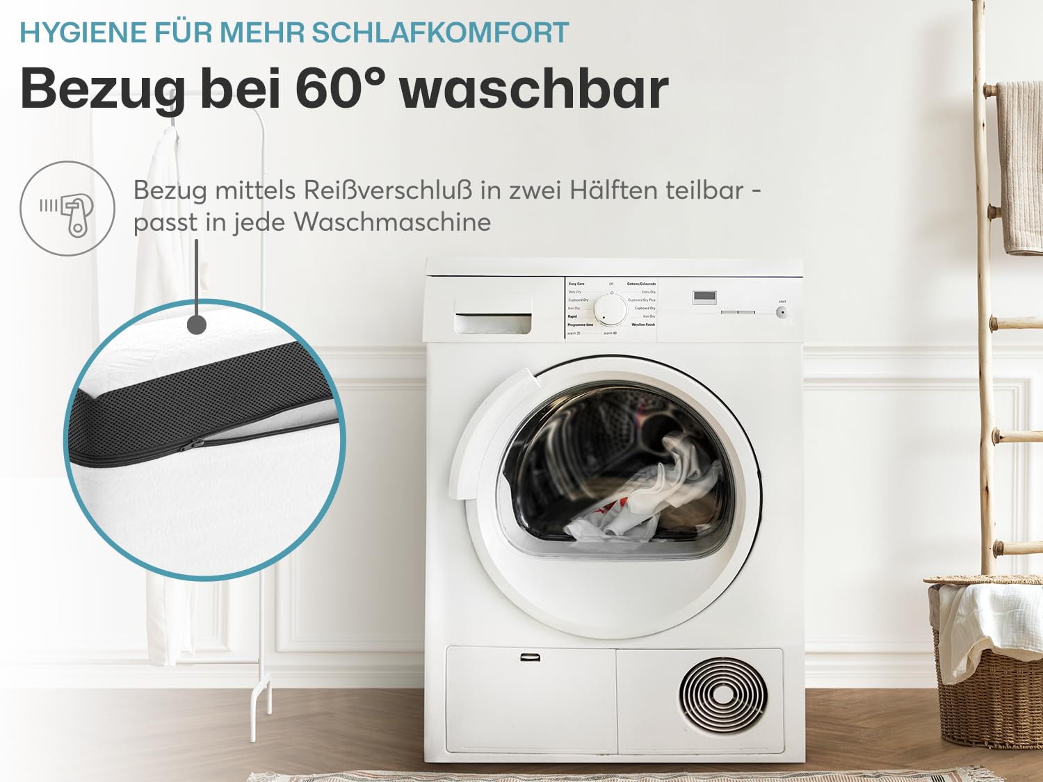 Ravensberger Matratzen Struktura-MED Gel Komfortschaummatratze – 7-Zonen – 90 x 200 cm – Härtegrad H2 – mit Gel-Auflage – waschbarer Tencel-Bezug – Oeko-TEX® Zertifiziert – produziert in Deutschland