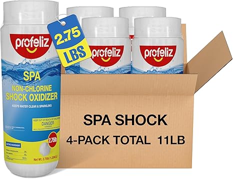 Profeliz 4 Pack Non Chlorine Shock for Hot Tub & Spa, Chlorine-Free Shock Oxidizer, Clear Cloudy Water, 11lb