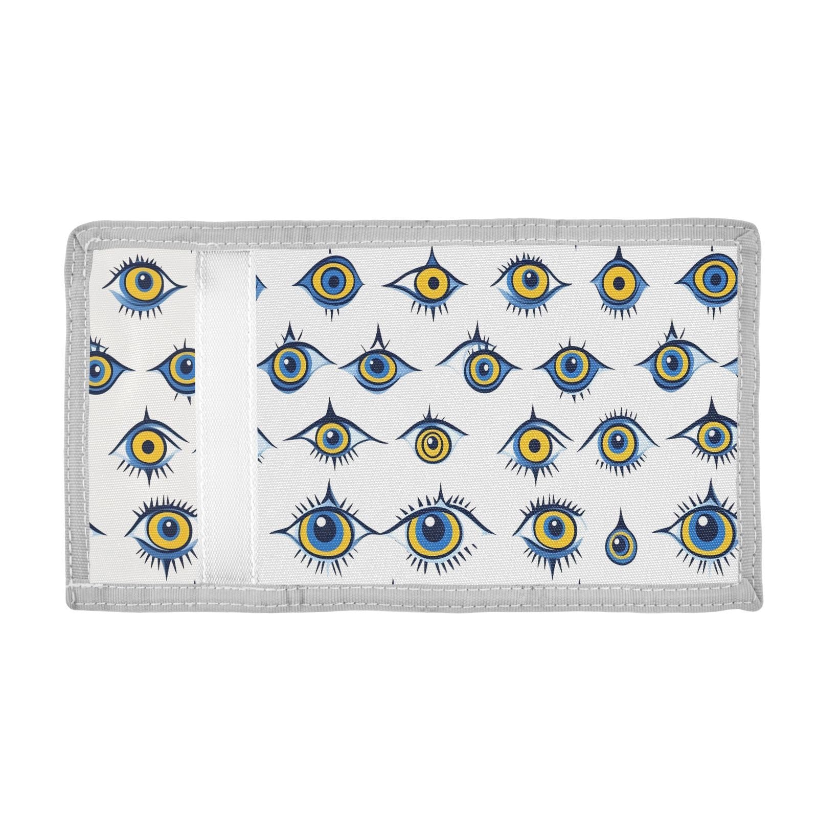 FOLIOSA Kids Wallet for Boys Girls Evil Eyes Pattern Print Youth Wallet with Zipper Pocket Card Holders, Novelty Wallet 4.9×2.9 in