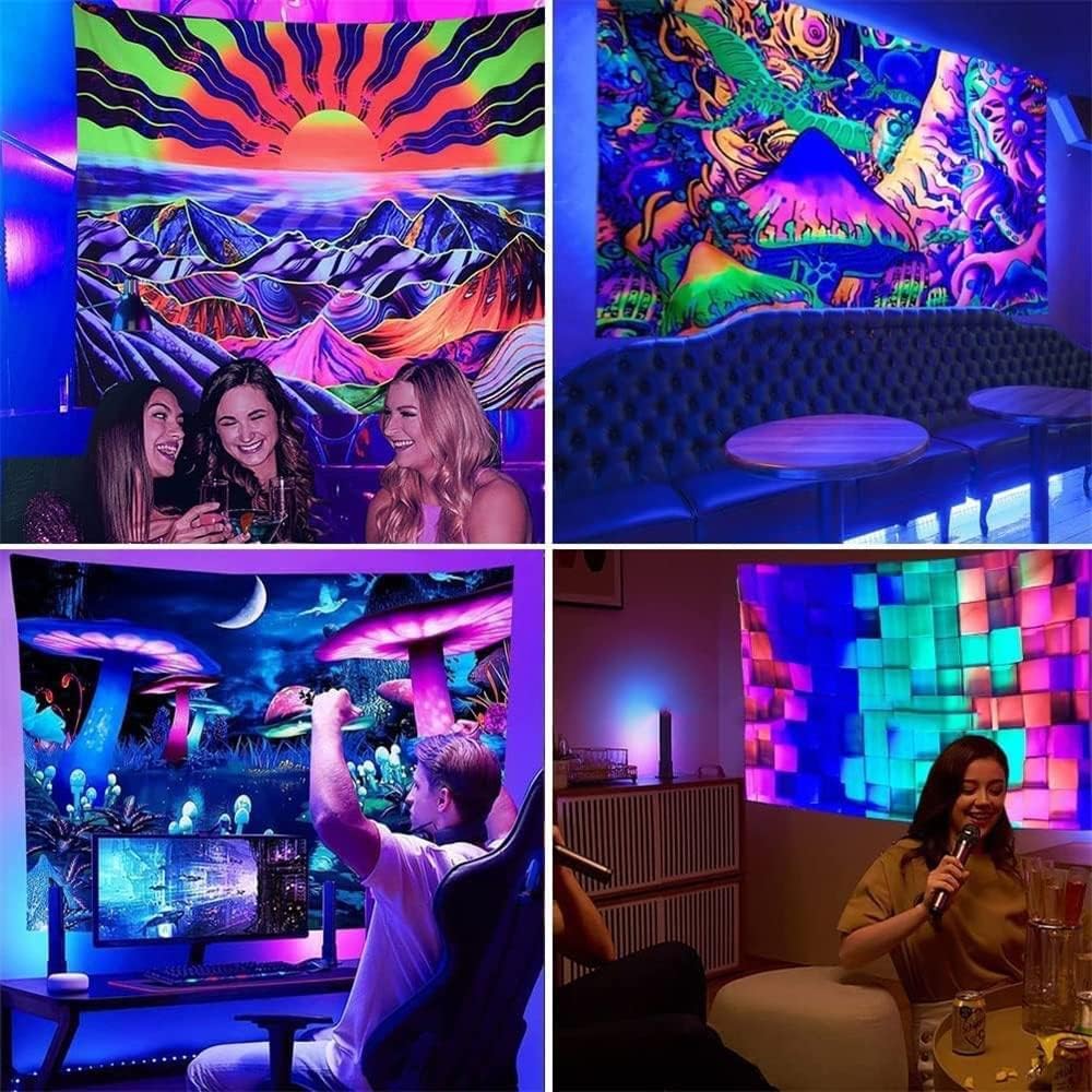 Custom Black Light Tapestry UV Reactive Wall Hanging Diy Customize Blacklight Tapestry Room Decoration Aesthetic Neon Backdrops (38X29 in / 95 * 73cm) image 2