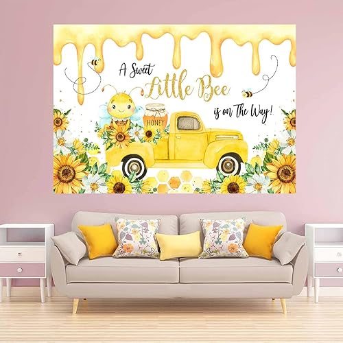 Miniatura 3 de Avezano Bumble Bee - Telones de fondo para baby shower, Little Bee is on The Way, decoraciones de fondo Oh Babee Baby Shower Party Banner para mesa