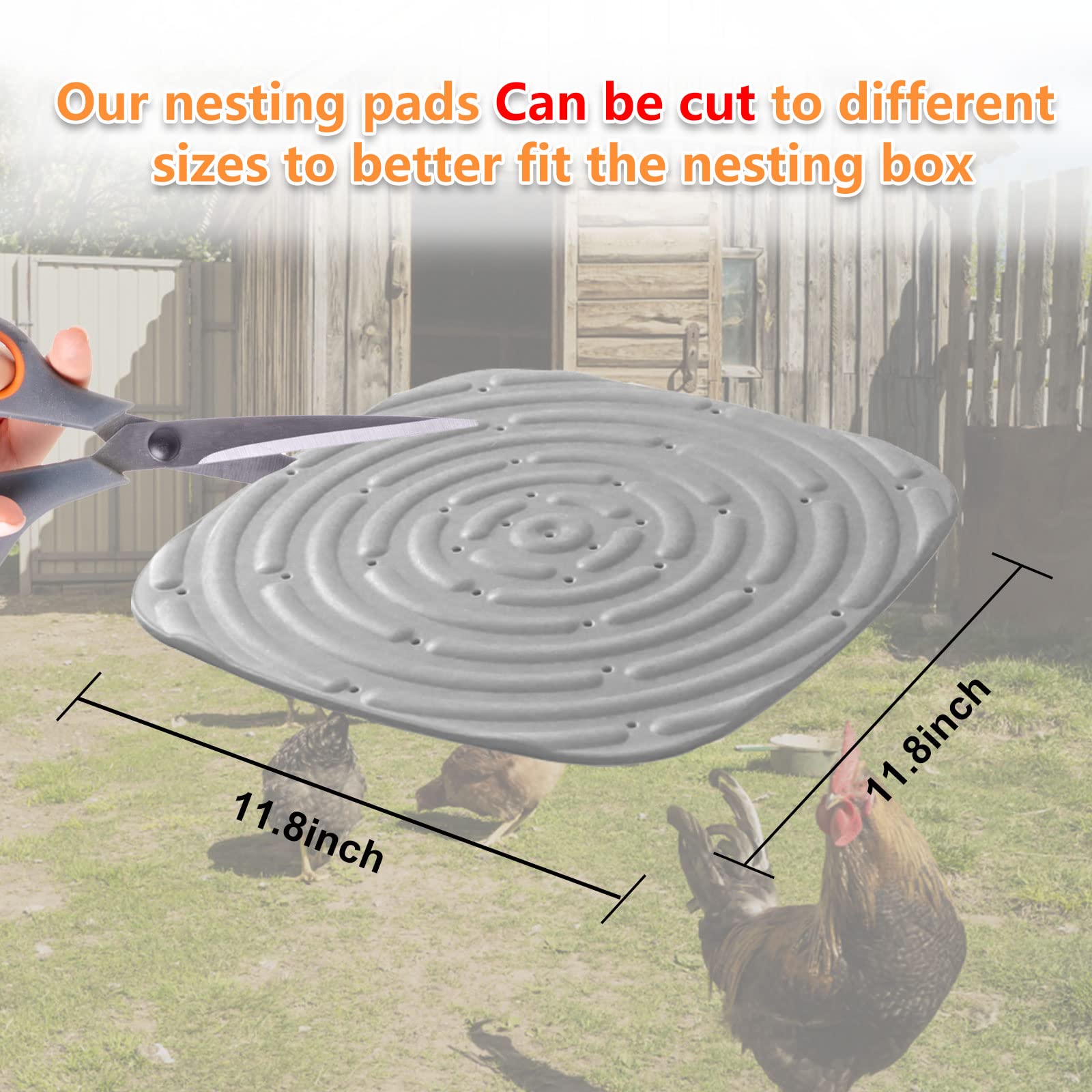 Caja Nido de Pollo, 8pcs Almohadillas de anidación Suaves para gallinero, 11.8inch Alfombrillas Reutilizables para anidar gallinas, Accesorios para Proteger Huevos de gallina (Naranja) (Gris)