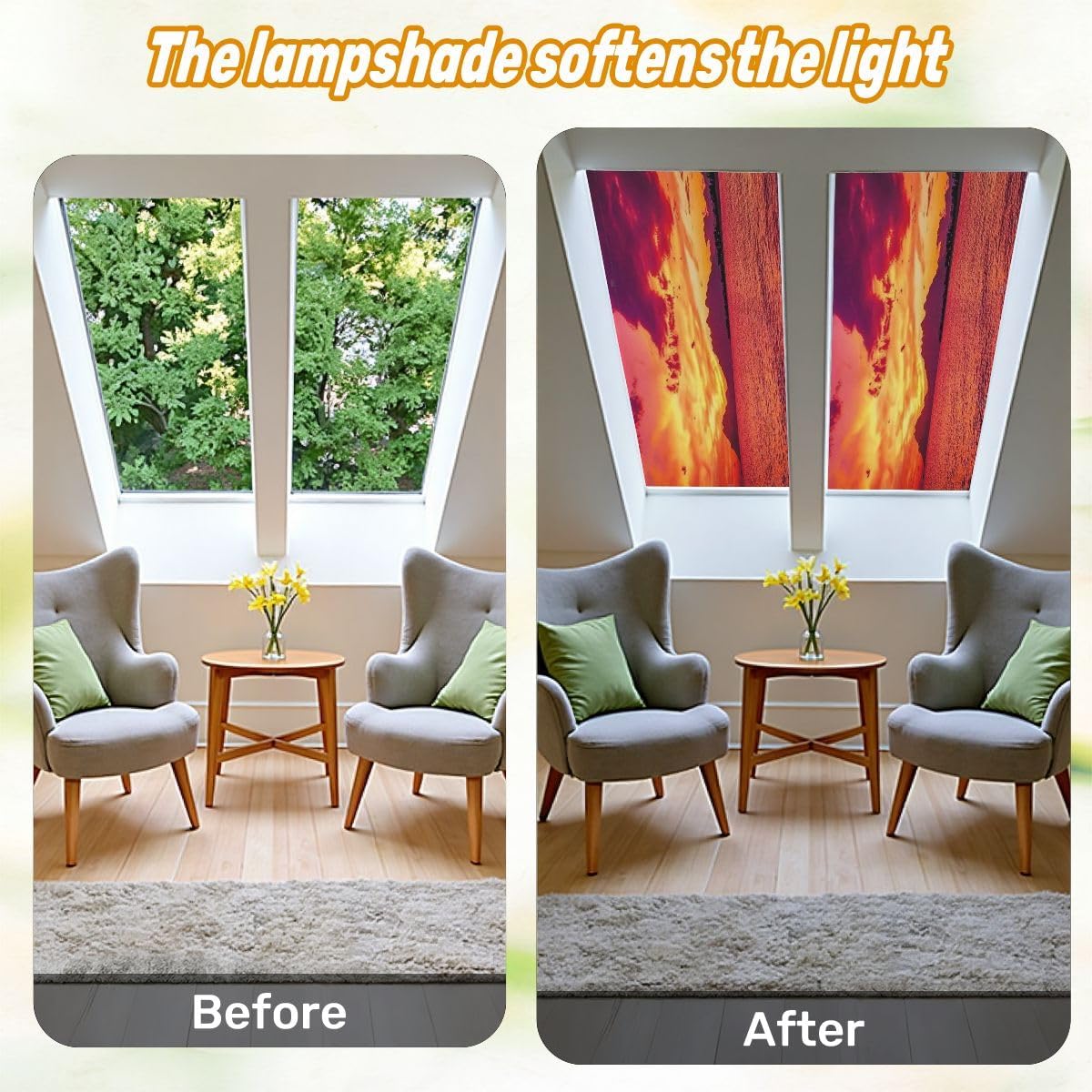 Fluorescent Light Covers for Ceiling Lights Seascape Evening Sunset Landscape Aegean sea Easy to Install Magnetic Light Filter for Classroom Office Hospitals School Home Decor