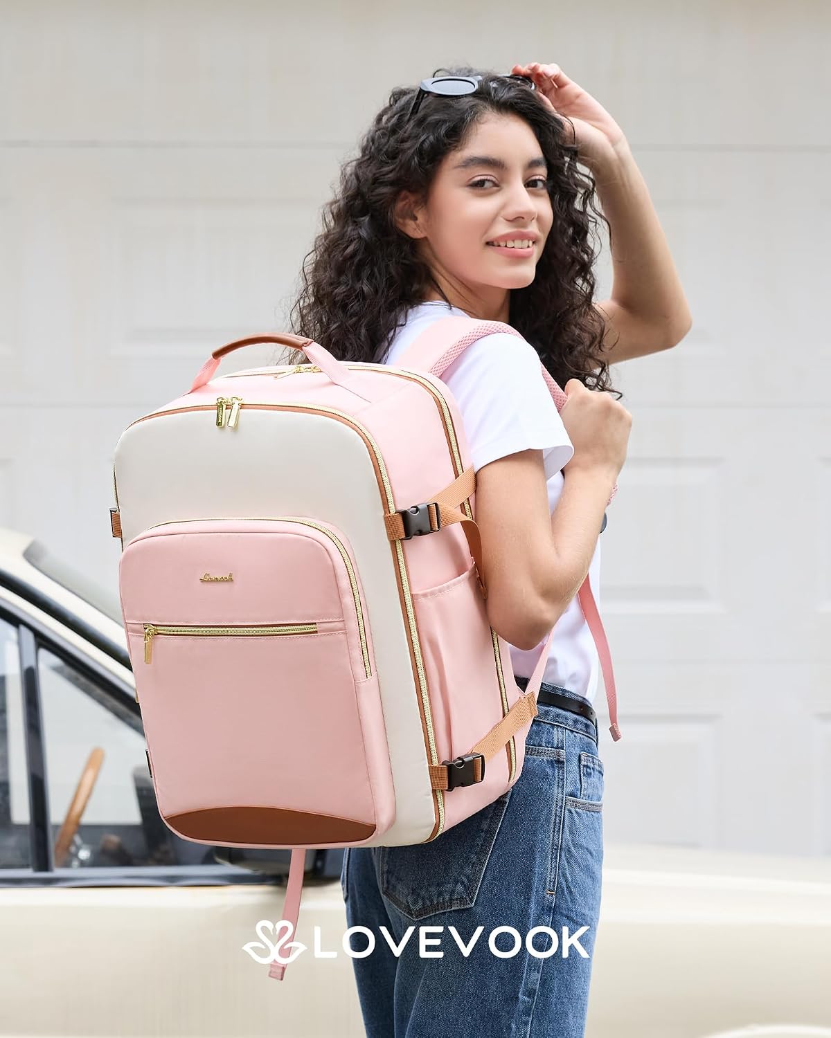 LOVEVOOK Large Travel Backpack for Women & Men, 40L Carry on Backpack for Airplanes, TSA Personal Item Travel Bag fits 17" Laptop, Waterproof Travel Essentials Airline Approved with 3 Packing Cubes thumbnail