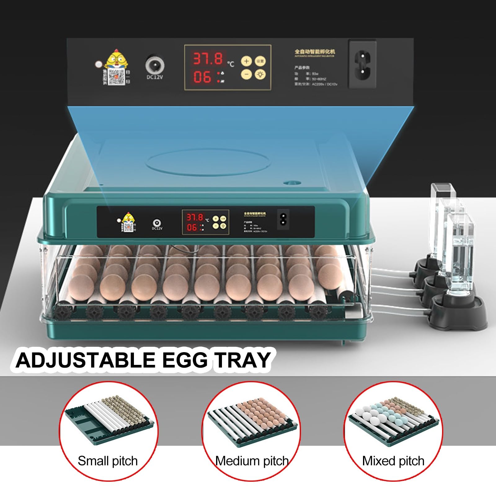 Incubadora de Huevos de Gallina, con Volteador Automático, Ovoscopio y Control de Temperatura, for Incubar Huevos de Gallina, Codorniz(36pieces)
