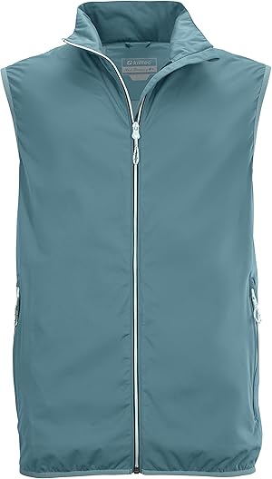 Damen Golfweste mit Kragen.  Wasserabweisend, zwei Seitentaschen mit Reißverschluss, Front-Reißverschluss mit Kinnschutz.  