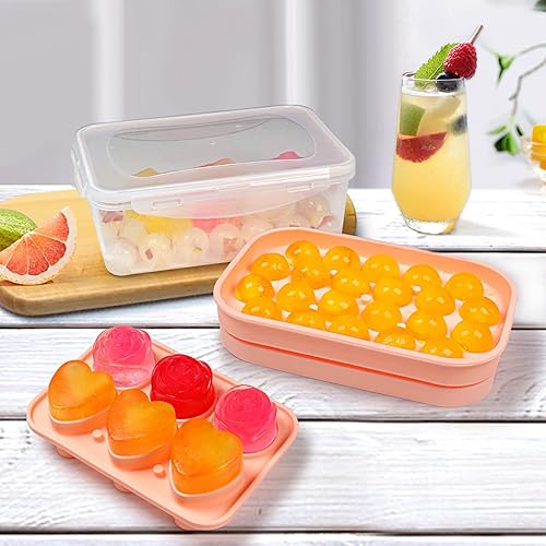 Miniatura 3 de Juego de moldes de hielo de silicona con formas divertidas, molde para cubitos de hielo con forma de corazón, bandeja redonda para cubitos de hielo,