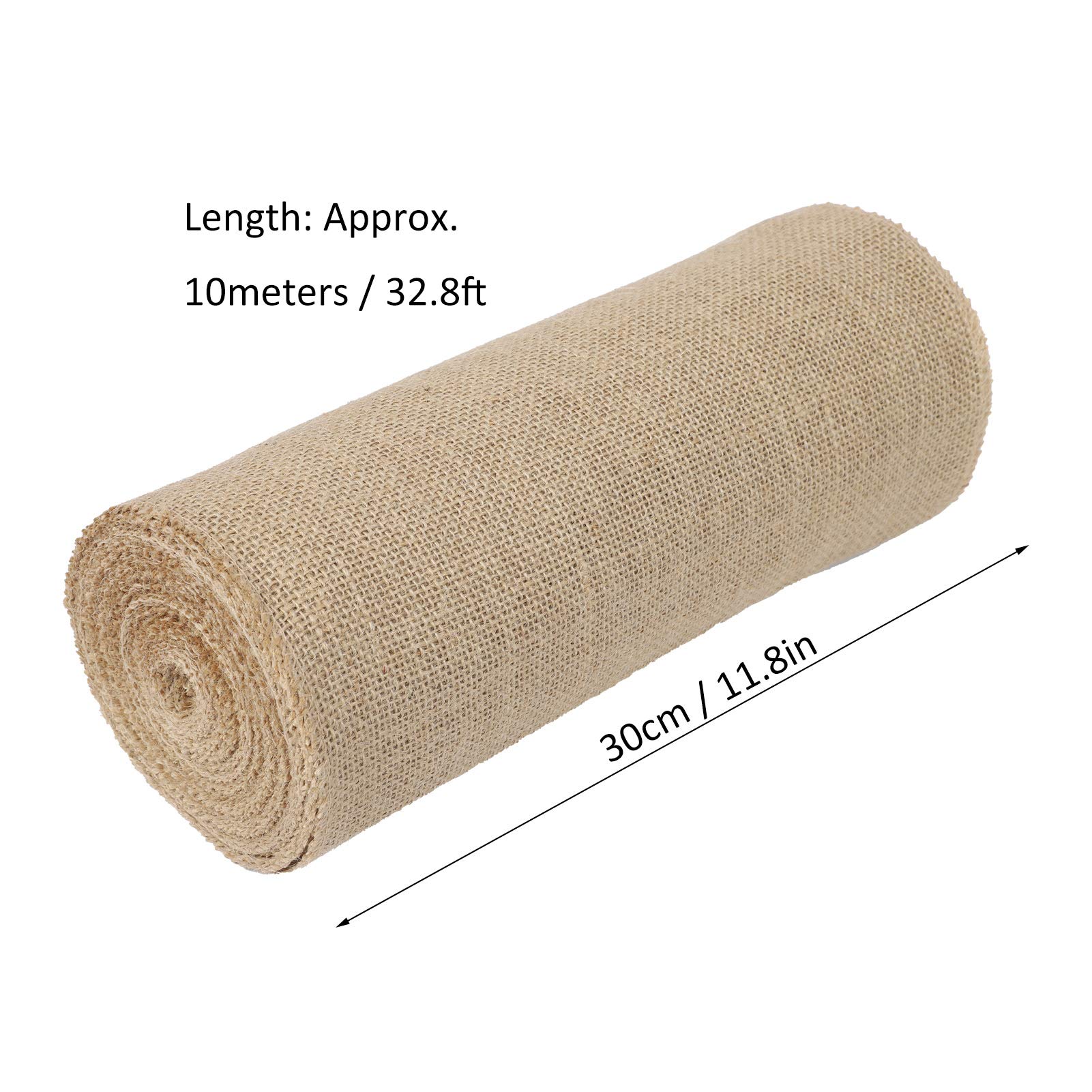 Manteles de Mesa de 12 Pulgadas x 10 Yardas, Rollos de Tela de arpillera, Tela de arpillera de Yute rústica de Granja, Camino de Yute para Decoraciones de Bodas, Caminos, M