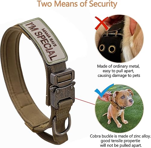 Miniatura 6 de Collar táctico para perro con bandera estadounidense de Estados Unidos, collar militar grueso con asa, hebilla de metal ajustable de nailon