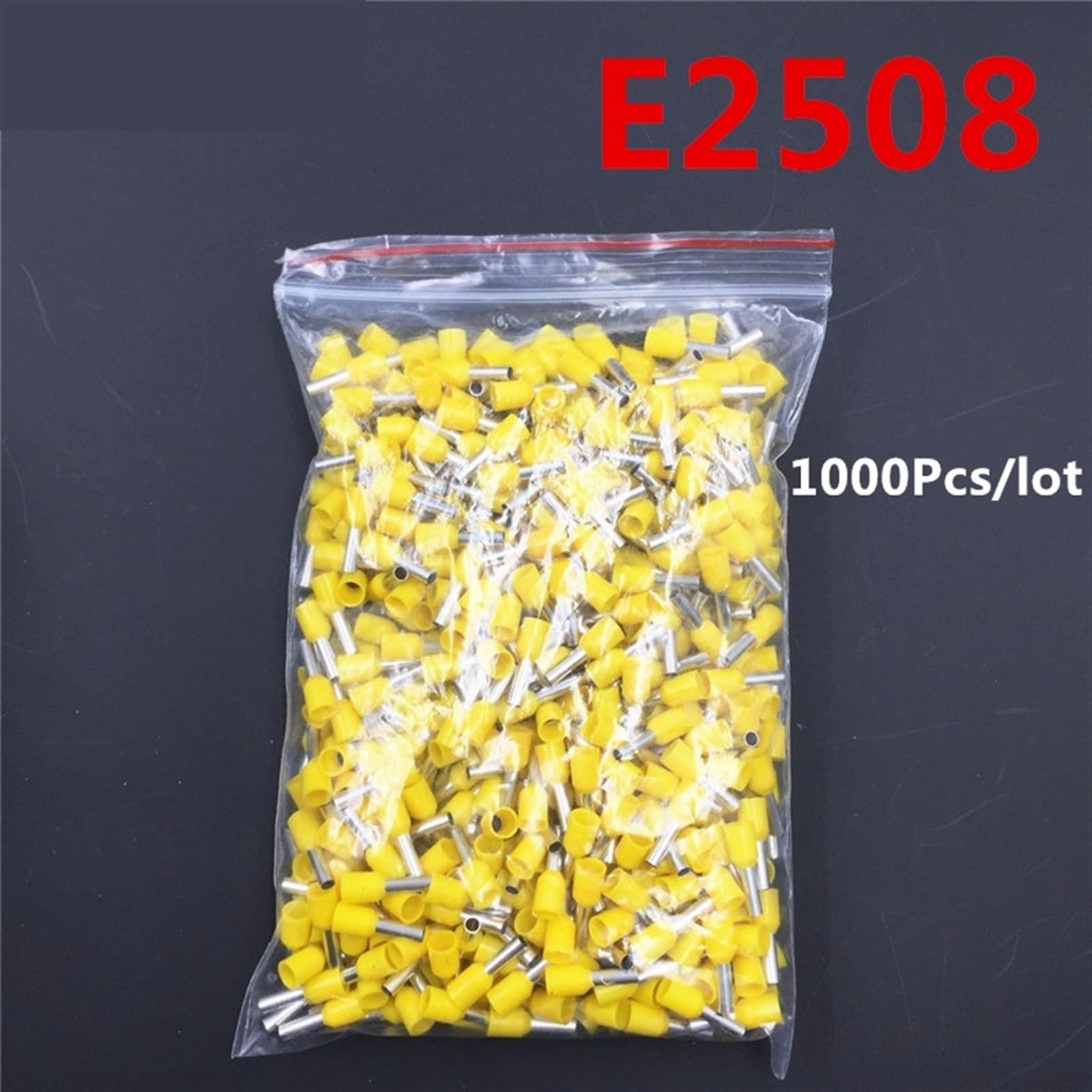 1000 morsetti isolanti per tubi E2508, 2,5 mm2, 14 AWG, cavo di collegamento isolante, Crimp E nero, giallo, blu, rosso (colore : bianco)