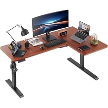 KINGSMITH 63" Right L Shaped Standing Desk Height Adjustable, Dual Motor Electric Corner Desk Computer Workstation, Sit Stand up Home Office Desk, Ergonomic Game Desk with 2-Section Leg, Black Walnut