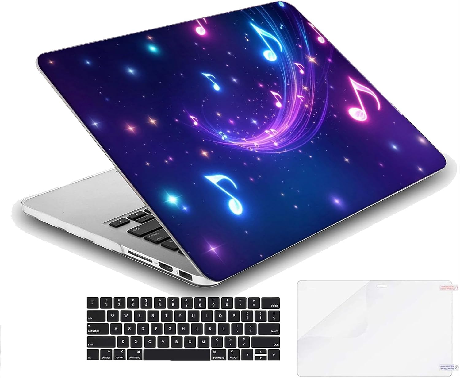 Compatible with MacBook Neo 13-inch, Hard Shell Case with Keyboard Cover and Screen Protector (A3404 A18 Pro chip, 2026 Release) - Neon Music Note MC21607