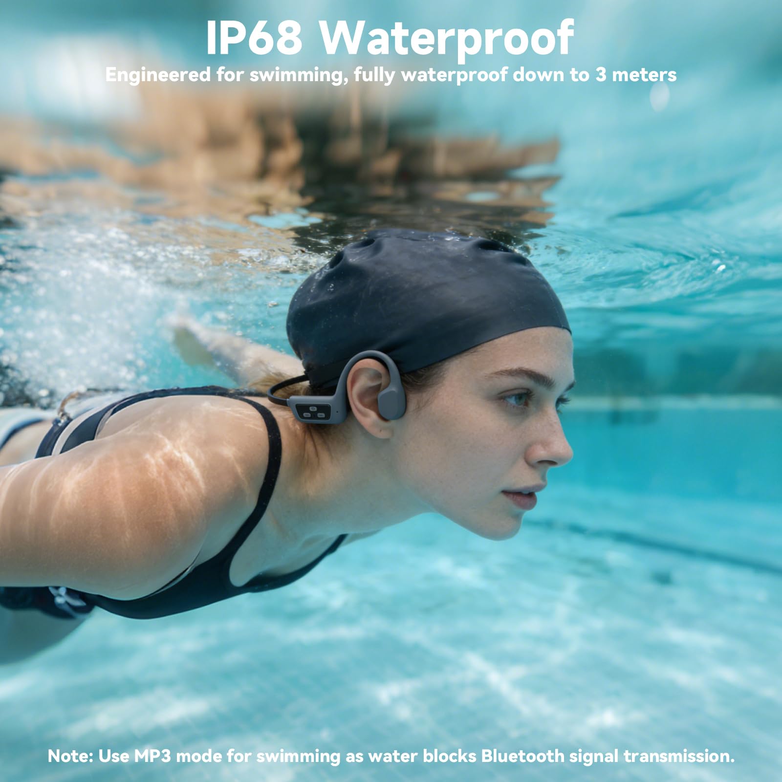 Cuffie da nuoto con suono osseo, Bluetooth 6.0, impermeabili IP68, cuffie sportive con memoria 8G, cuffie aperte con lettore MP3, auricolari subacquei per nuoto, allenamento e corsa