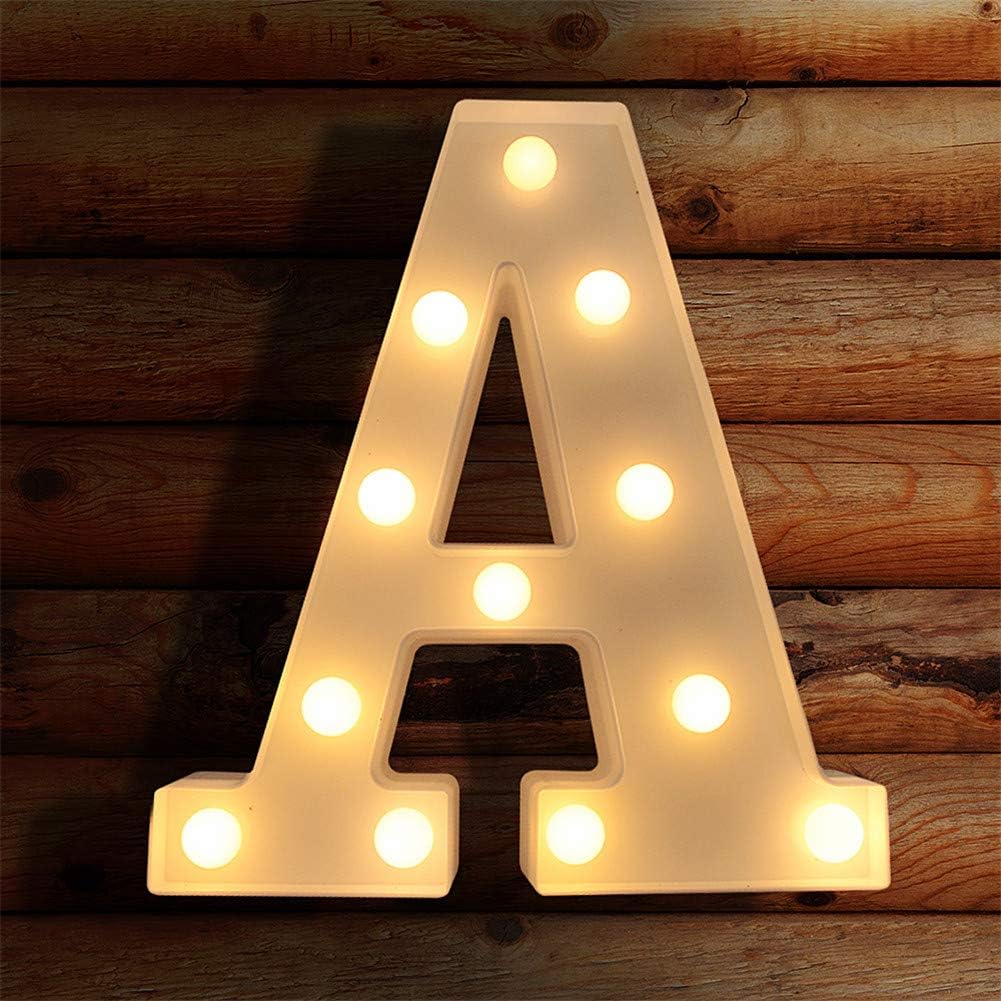 LED Letter Lights Light Up Letters Sign for Night Light, Alphabet Marquee Letters for Wall Decor, Light Up Letters Wedding/Birthday Party Battery Powered Christmas Decoration Letter Lights (A)