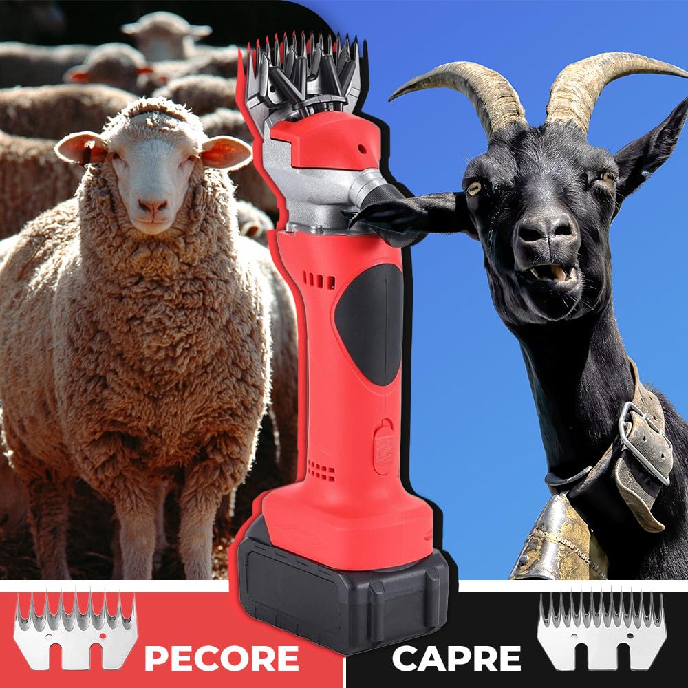 Tosatrice Elettrica Professionale per Pecore 48V Kit Completo Ricaricabile con Doppia Batteria