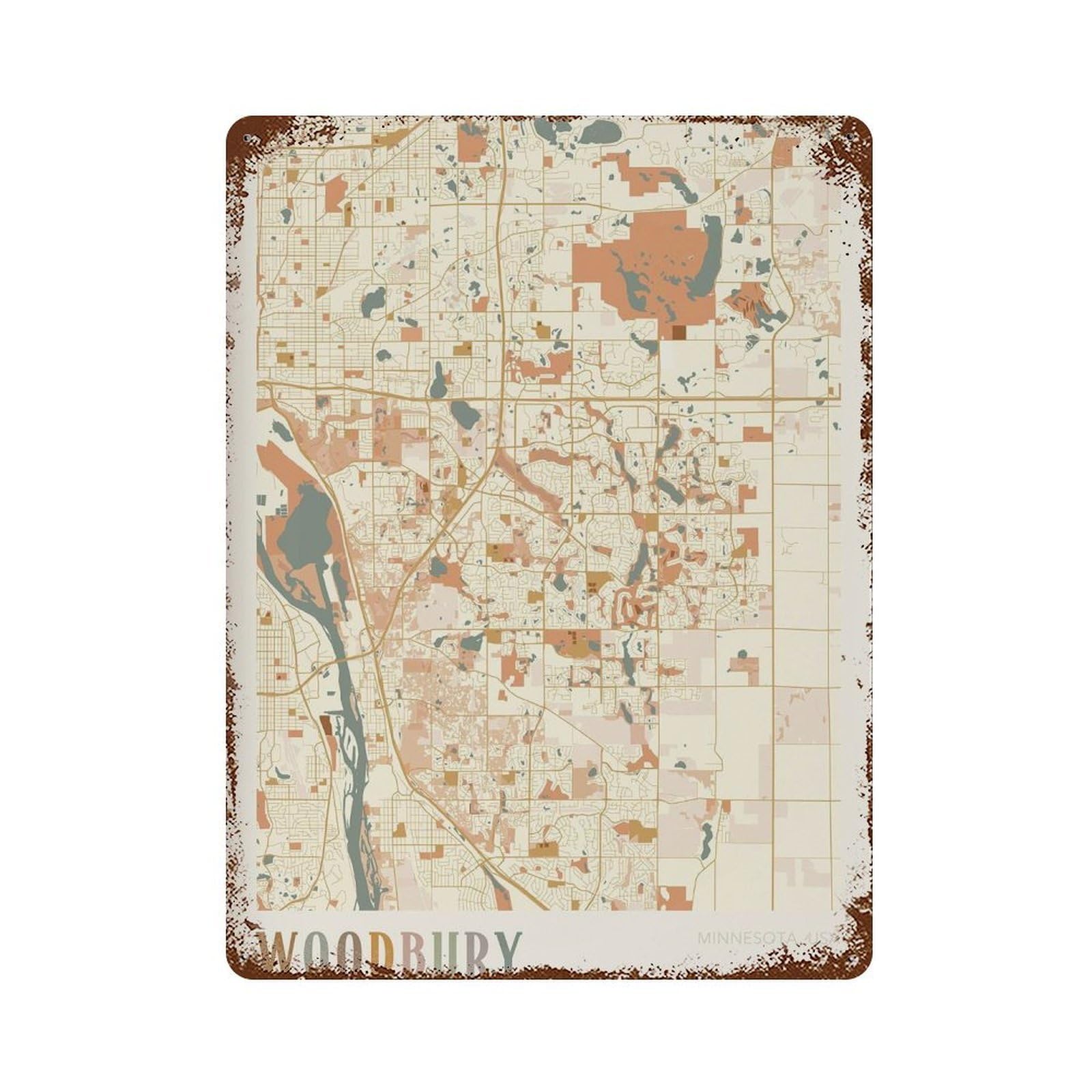 xiaoxiaoshen Woodbury Map Minnesota Travel Gift Boho Wall Decor Art Metal Tin Poster Modern Home Decor Art Home Bar Shop Decorations Vintage Sign 40x30cm