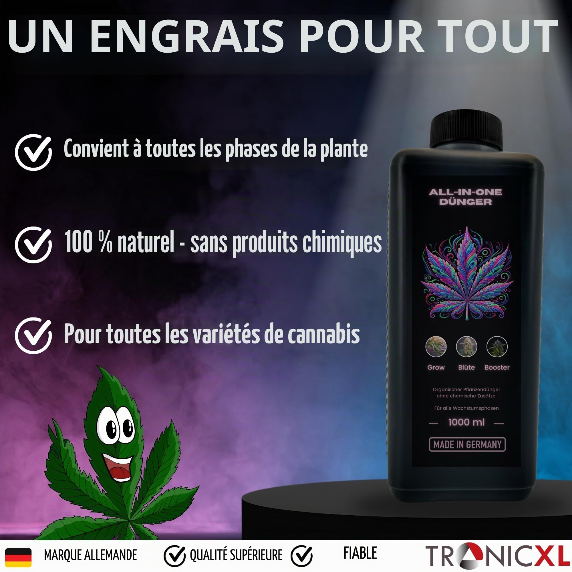 TronicXL Engrais de qualité supérieure - 5 l - Tout en un - Pour intérieur et extérieur - Phase de croissance et floraison - Compatible Growbox Grower - 5L - Kit de démarrage