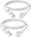 DEWENWILS 3FT 360° Rotating Flat Plug Extension Cord/Wire, 16AWG Multi 3 Outlet Extension Cord, 3 Prong Grounded Wire for Small Appliances, Christmas, 2 Pack, Black