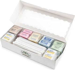 Coffee Sweetener Variety Pack (425 pcs) with Individually Wrapped Coffee Stirrers – Sugar & Zero Calorie Sweetener Packets in Organized Gift Box, Ready to Use for Office, Breakroom & Airbnb