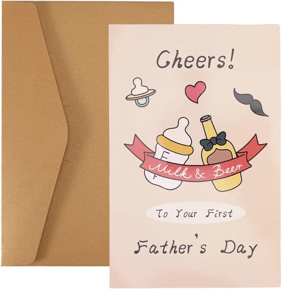 Cartão de Dia do Primeiro Pai, Cartão de Papai Novo com Envelope Cartões de Presente Divertidos do Dia dos Pais para Filho e Genro (Estilo 1)