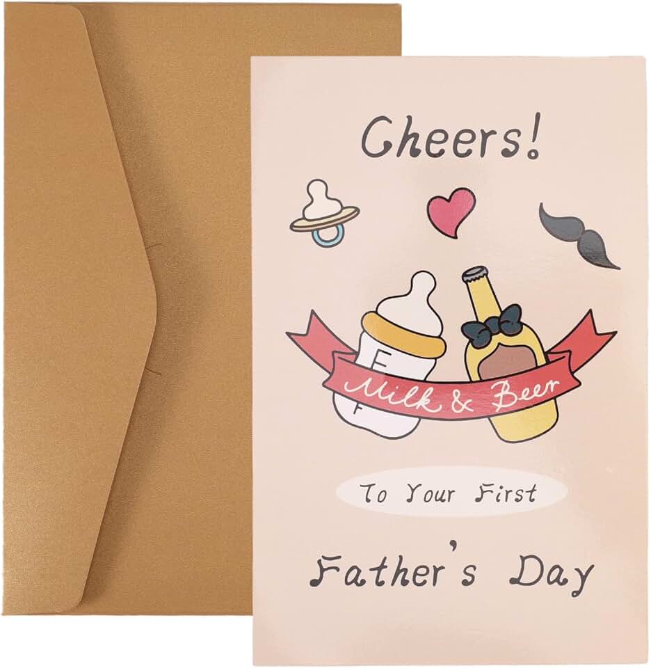 Cartão de Dia do Primeiro Pai, Cartão de Papai Novo com Envelope Cartões de Presente Divertidos do Dia dos Pais para Filho e Genro (Estilo 1)