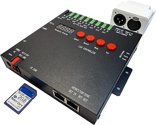 Miniatura 7 de CANRIA Controlador LED de consola K16 ARTNET+DMX, control de iluminación profesional, adecuado para SPI TTL, en línea fuera de línea, programable