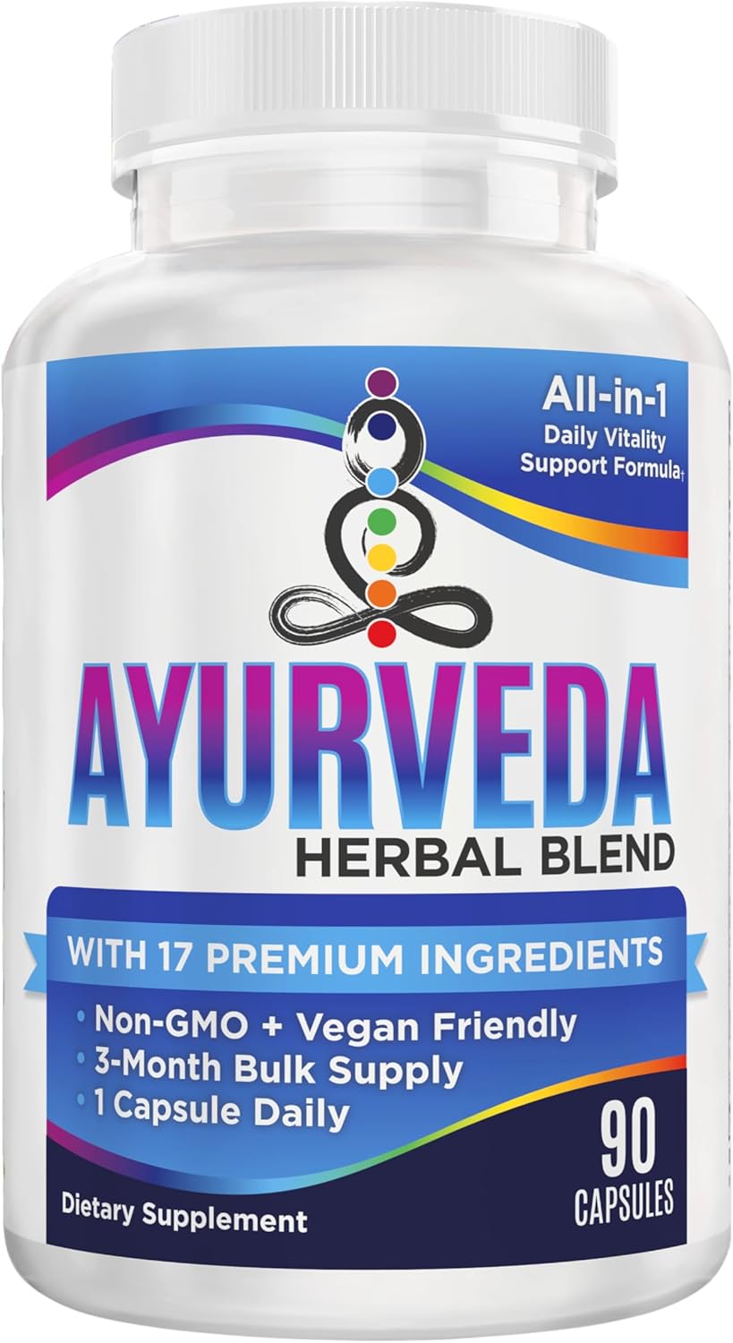 Ayurveda Herbs 17-in-1 Supplement (3-Month Supply) | Mind & Body Balance | Ayurvedic Health Support Blend | Ayurveda Supplements | 90-Day Bulk Supply | 90 Capsules