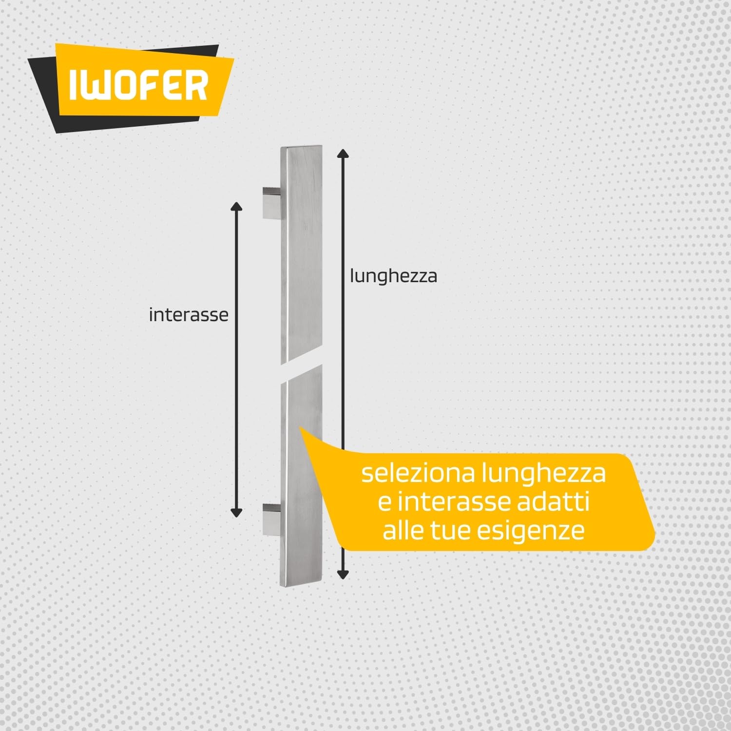 Maniglione piatto dritto in acciaio inox satinato per porte serramenti (Lunghezza 500 - Interasse 300)