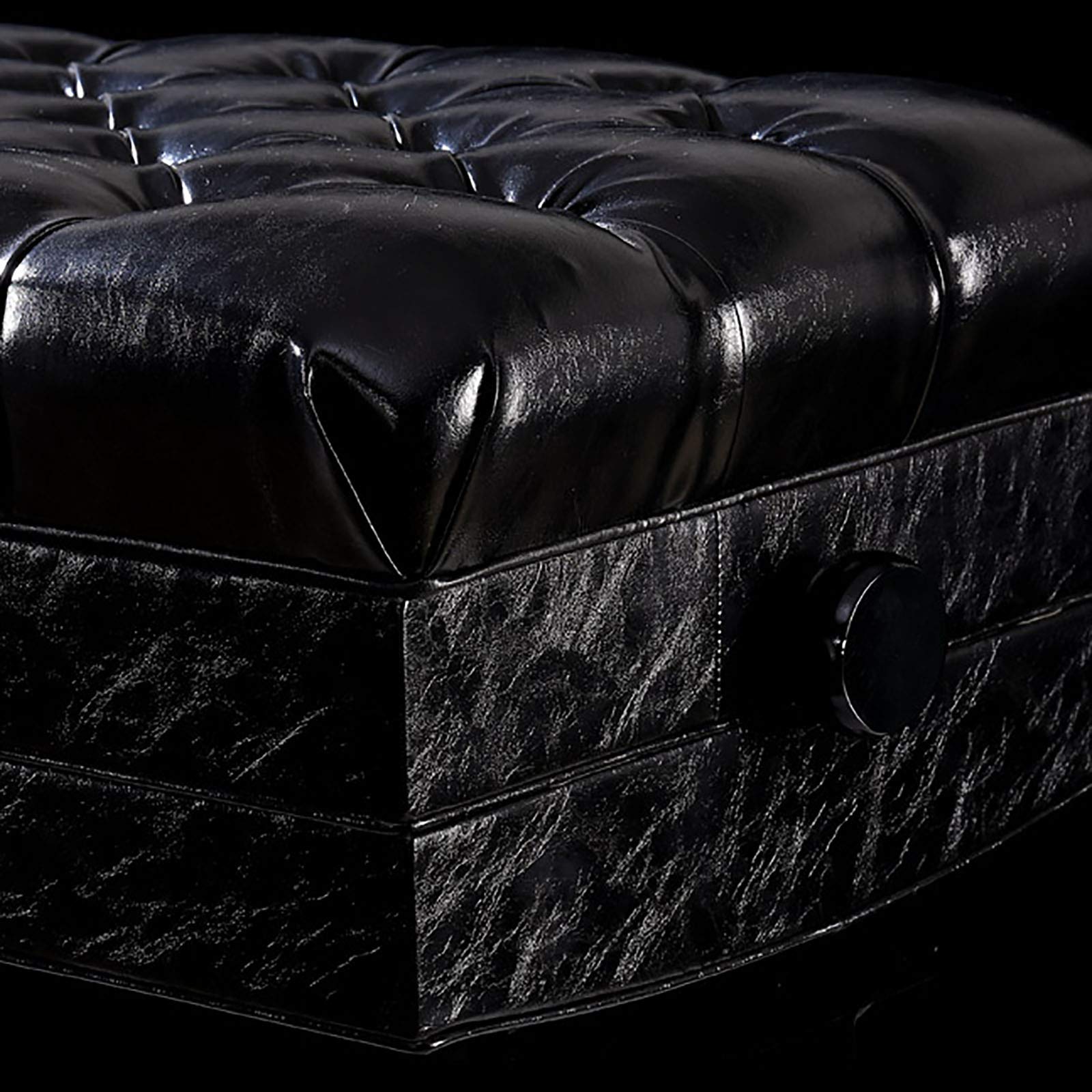 SDdPulse Klavierhocker, Klavierbank mit Massivholzbeinen, höhenverstellbar, Tastaturbank, Aufbewahrungsfunktion, PU-Leder, Massivholzrahmen, 55–65 cm, Schwarz