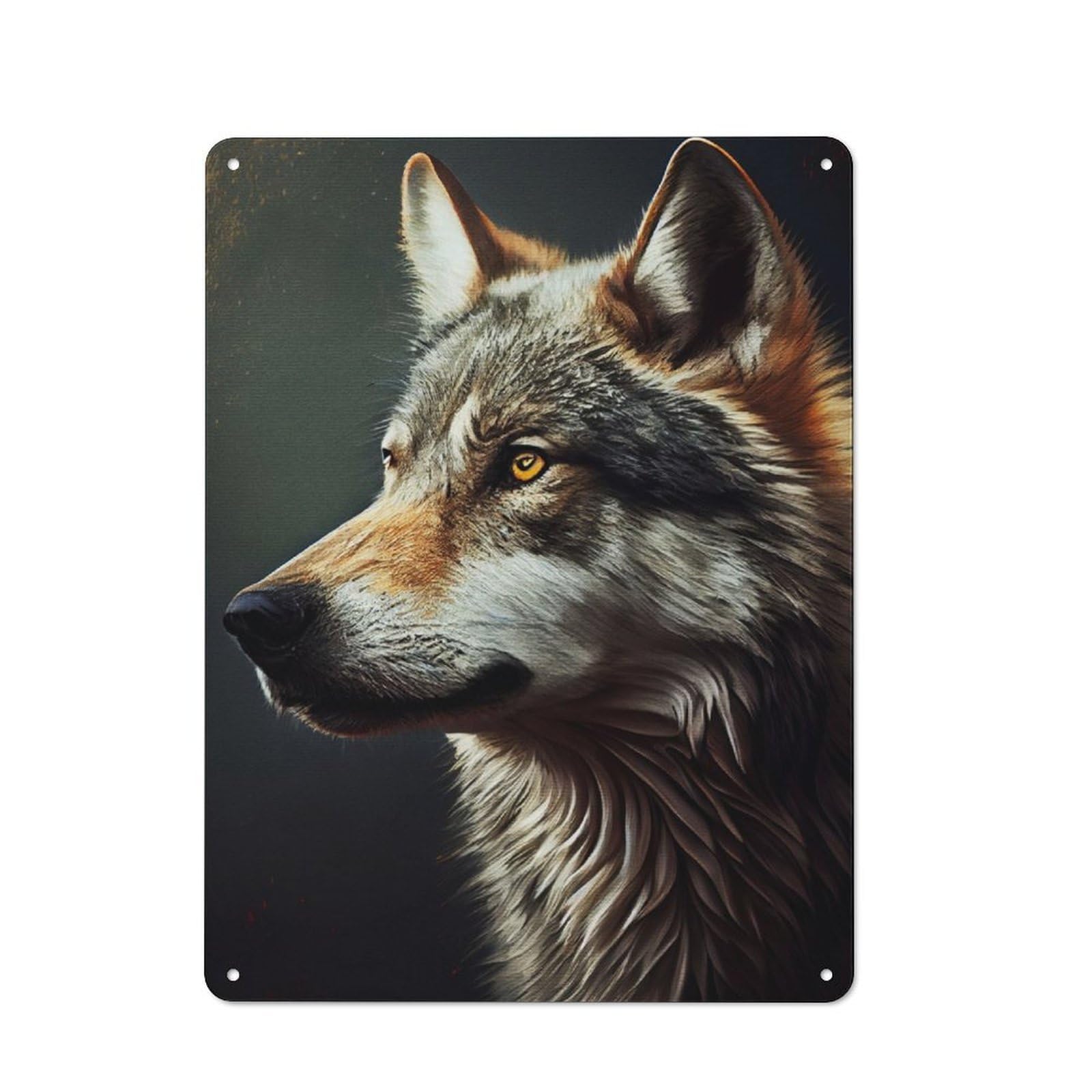 Wolf Portrait Retro-style Tin Sign 40x30cm for Guest Room Or Hallway, for An Autumn Update to Guest Room And Hallway