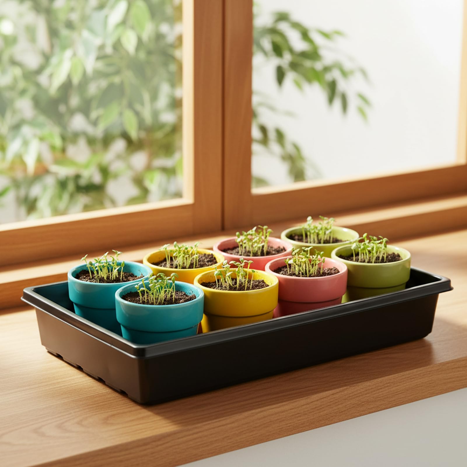 6 Pièce Plateau Semis Réutilisable Plateaux de Culture sans Trous avec Etiquette Semis pour Légume Fleurs Germination Hydroponique Jardin Serre (6, 39x29x6.5cm)