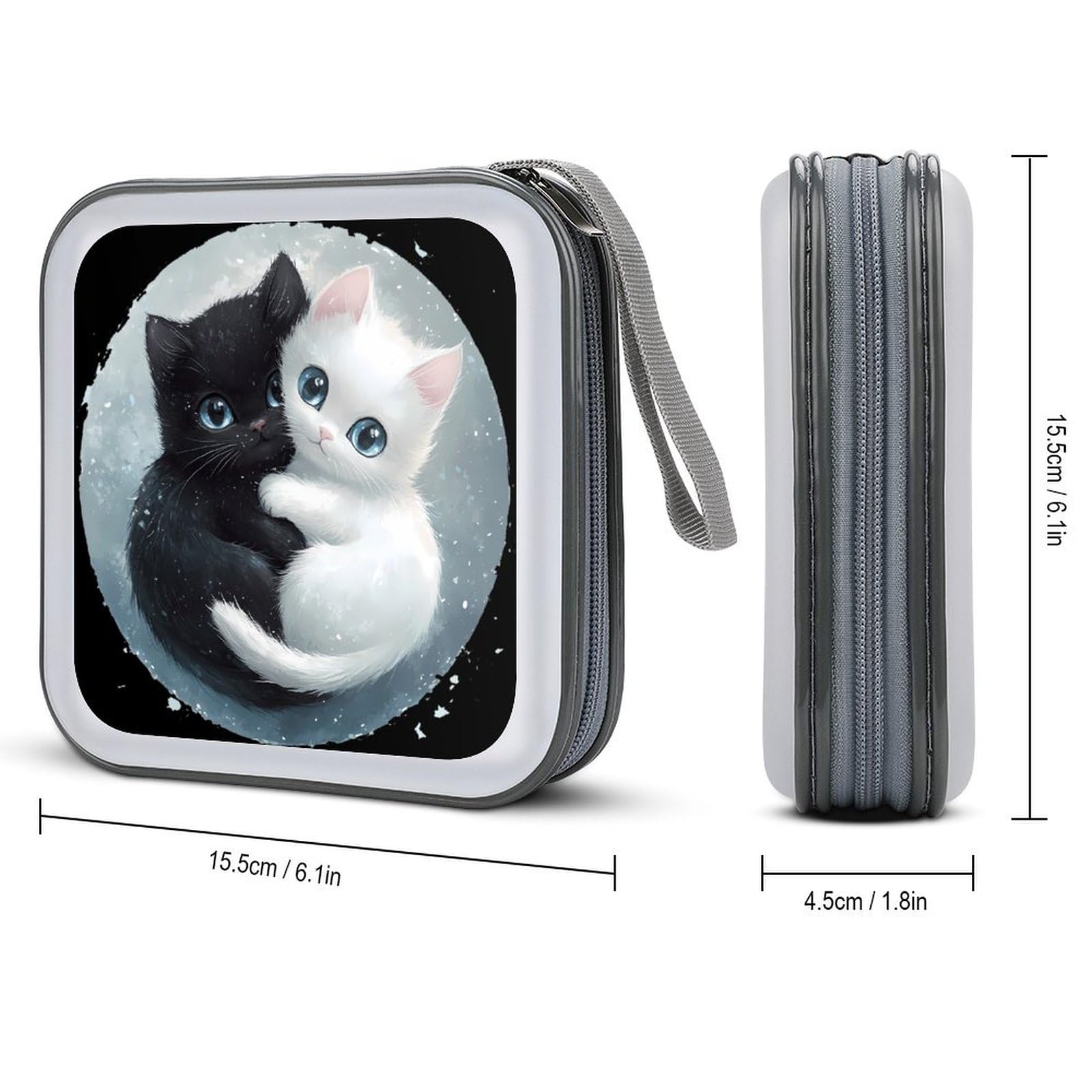 Cats Yinang CD Case Plastic DVD Case Holder Wallet Disc Storage Organizer for Car Travel