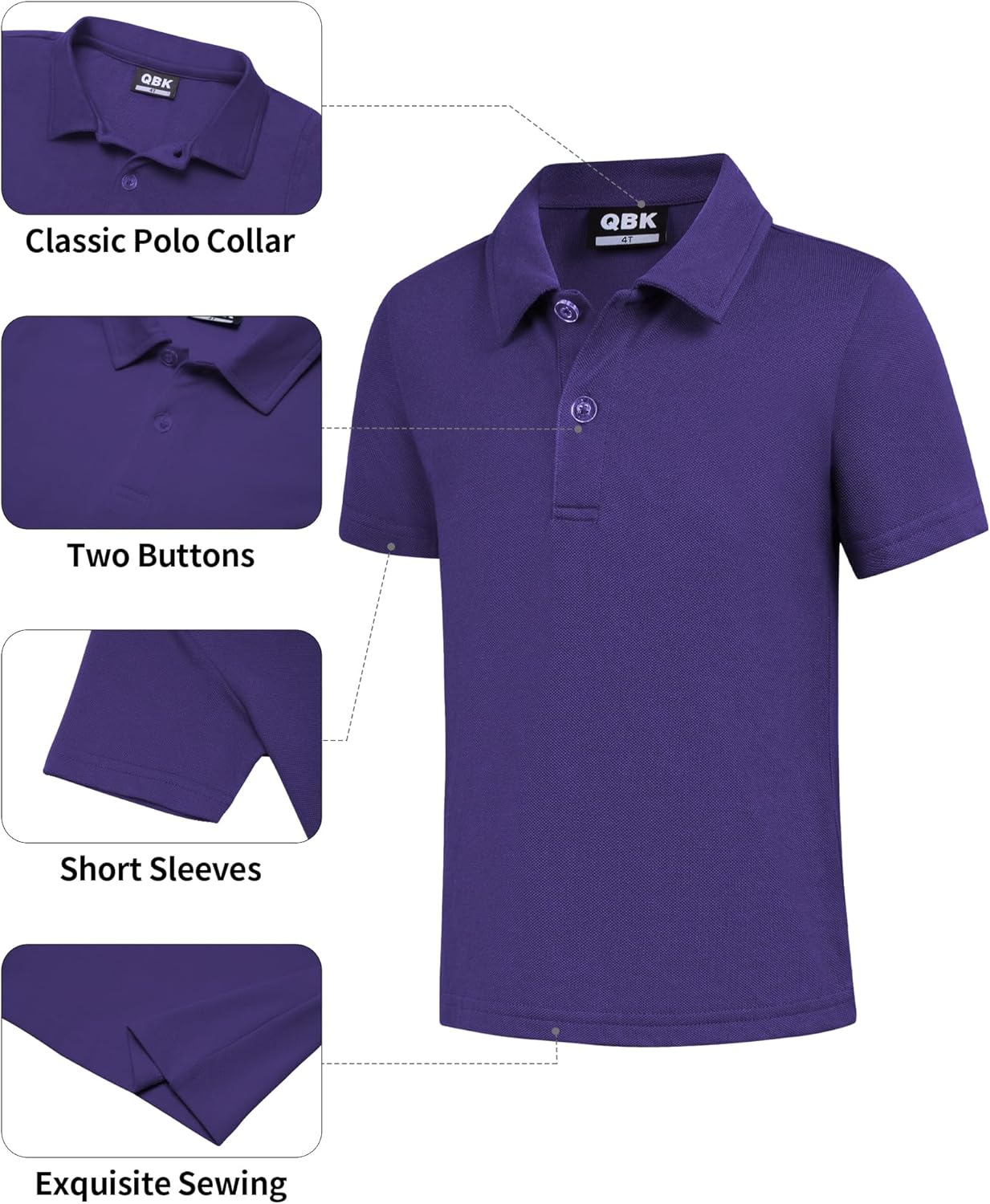 QBK Toddler to Youth Boys' School Uniform Pique Polo Kids Short Sleeve Collared Golf Shirt - Image 4