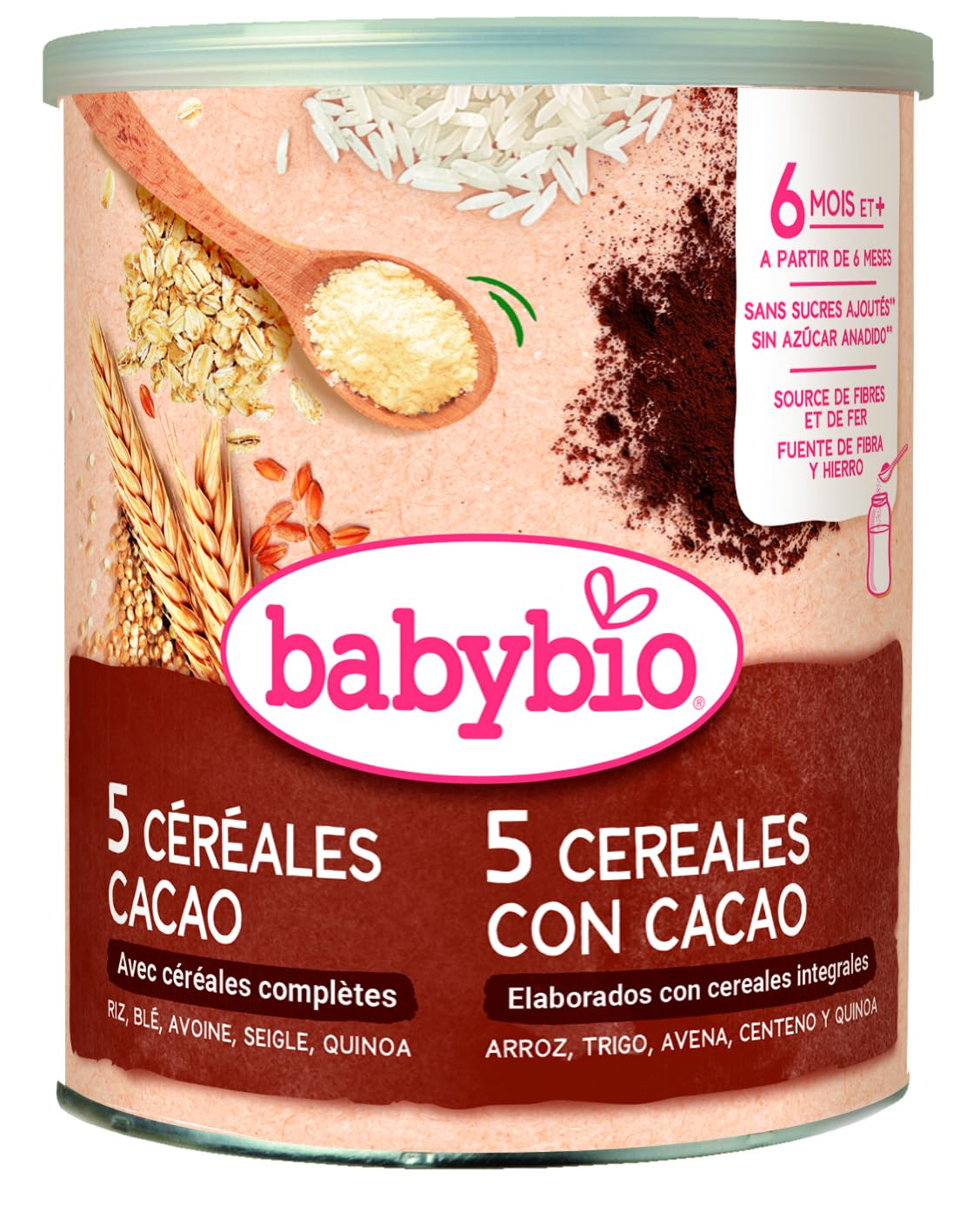 BABYBIO 5 Cereales con Cacao 220g