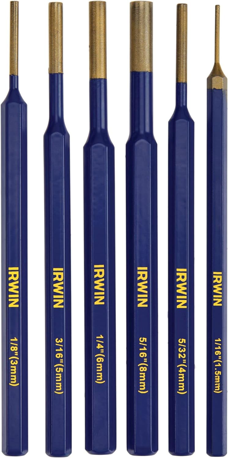 IRWIN Punch Set, 6-Pack with Various Sizes, Tempered for Durability (IRHT82531)